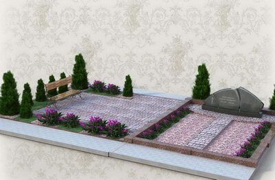 3D модель места захоронения с низким надгробьем на одного покойного